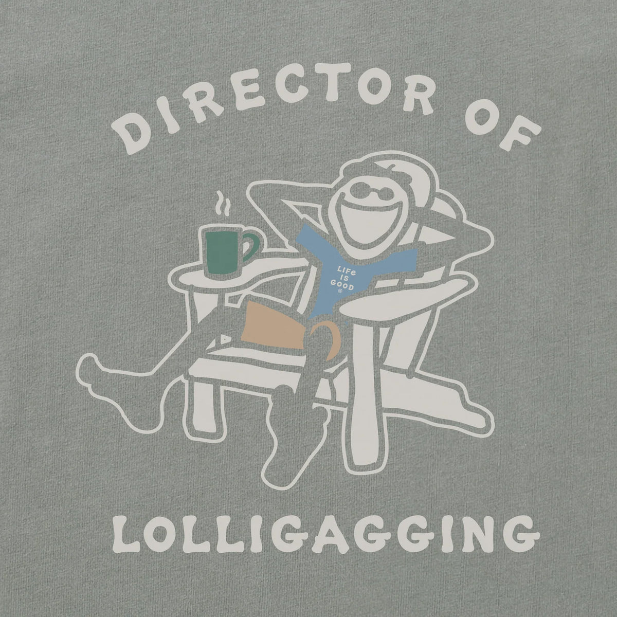 Life is Good M LS Crusher Director of Lolligagging Tee IRON GRAY