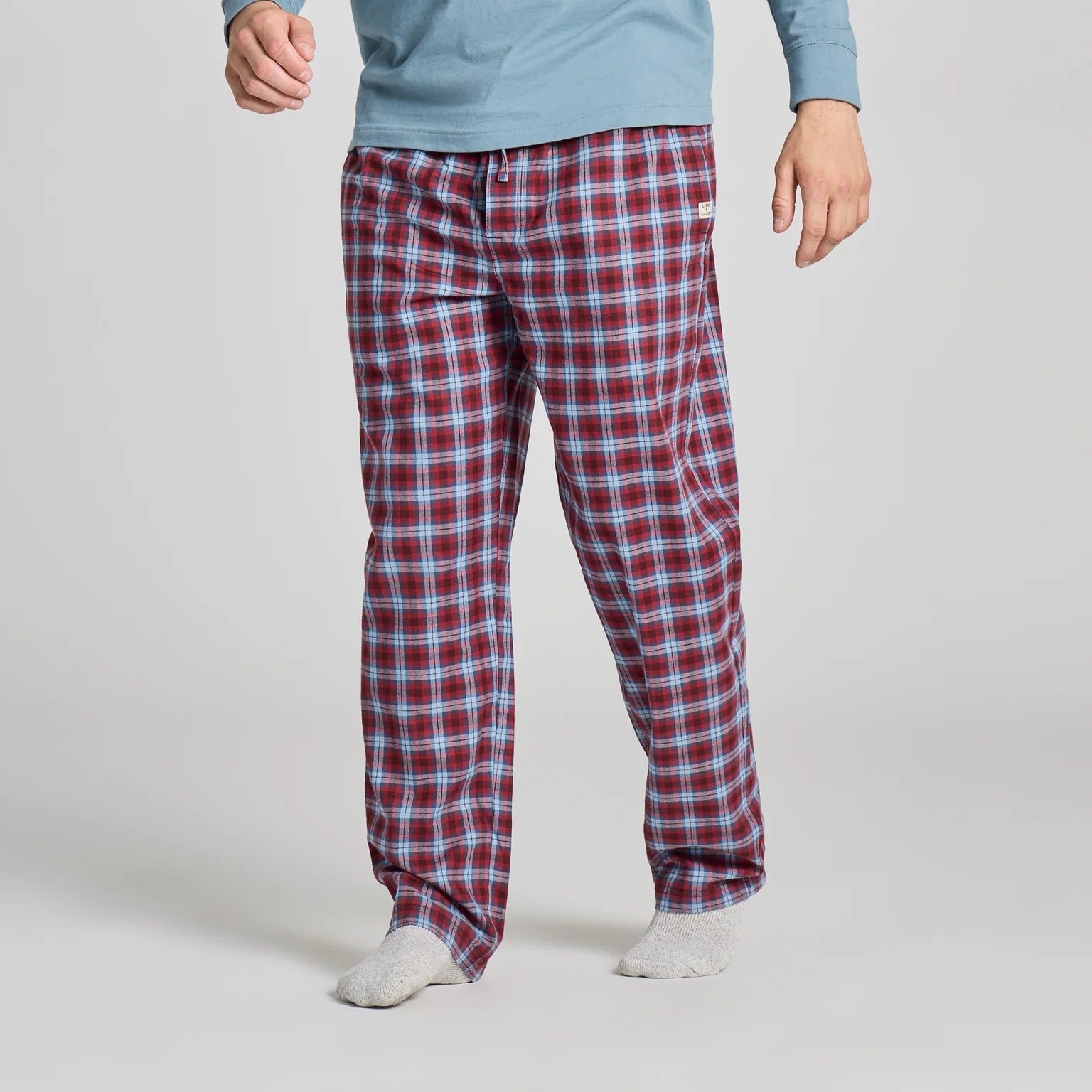 Life Is Good M Classic Sleep Pant CHECK PLAID DEEP BURGUNDY