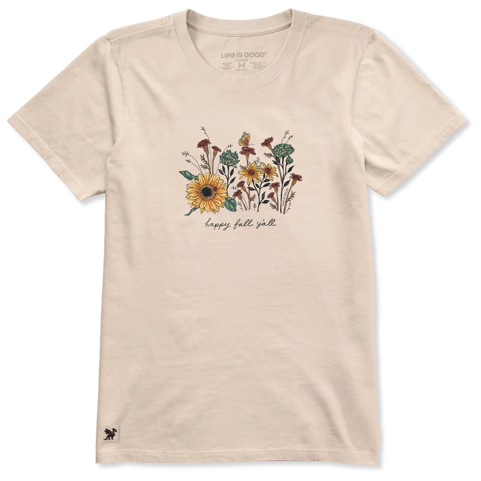 Life Is Good W SS Crusher Happy Fall Wildflower Tee BIRCH WHITE