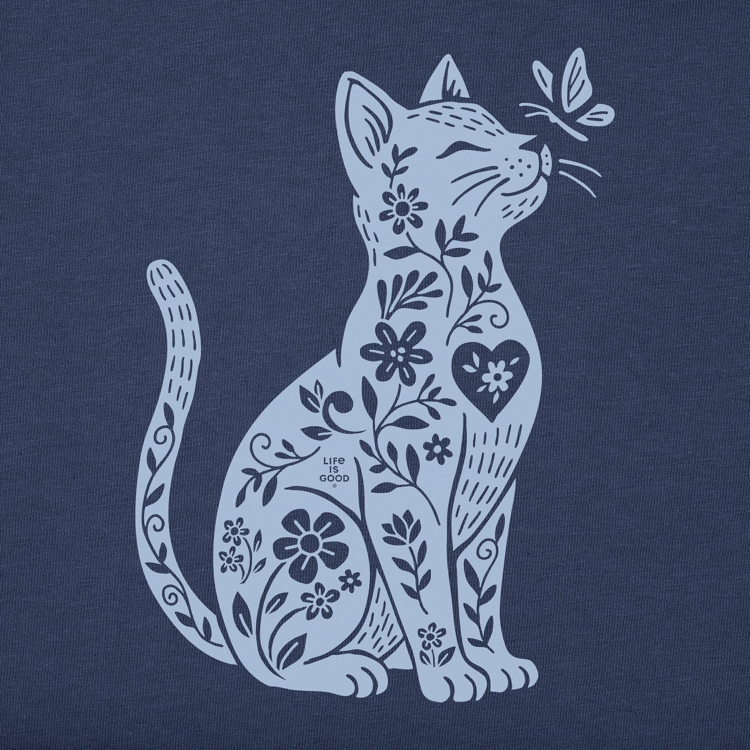 Life Is Good W Crusher Vee Botanicat DARKEST BLUE