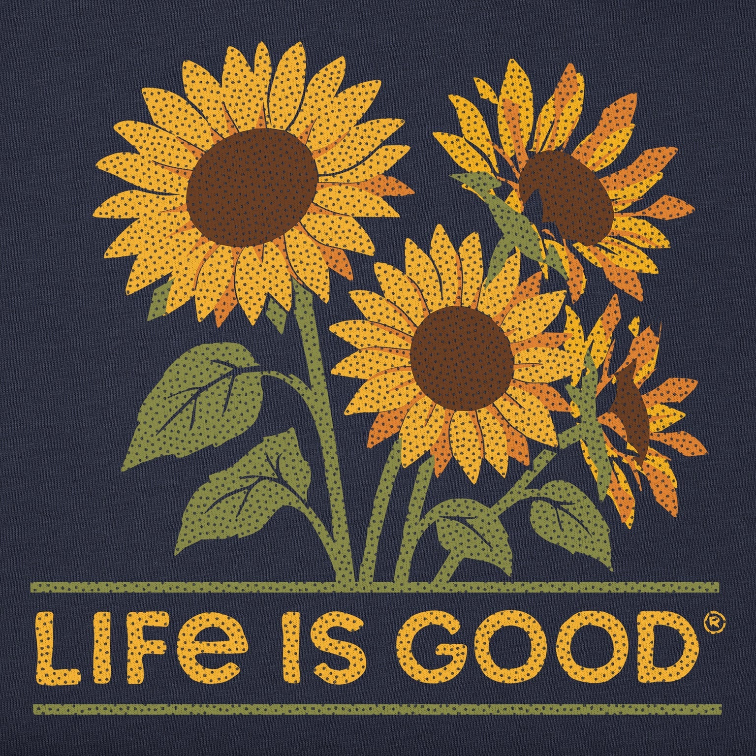 Life is Good W LS Hooded Crusher Lite Sunflower Tee INK BLUE