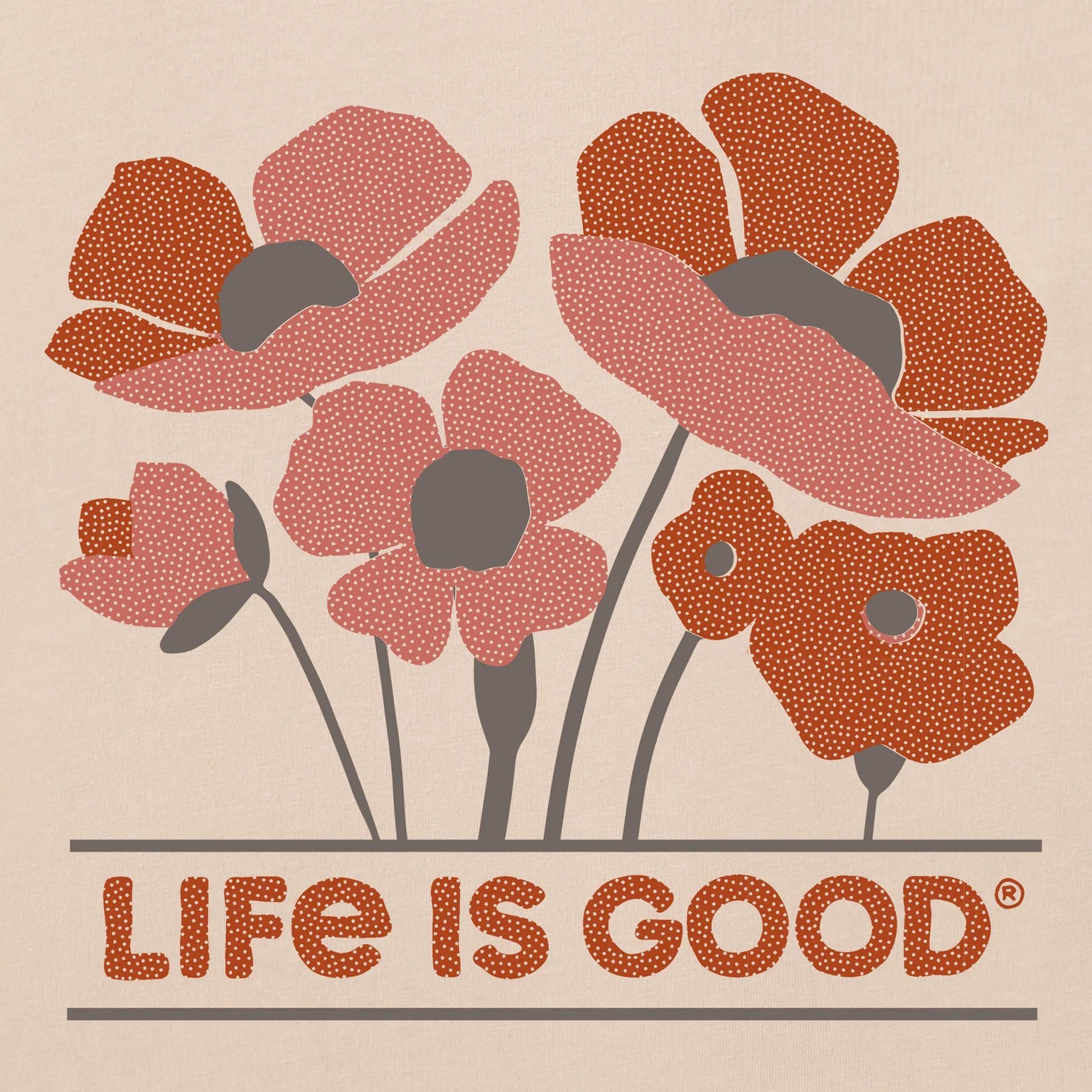 Life is Good W Hooded Crusher Lite Poppy Field Tee BIRCH WHITE