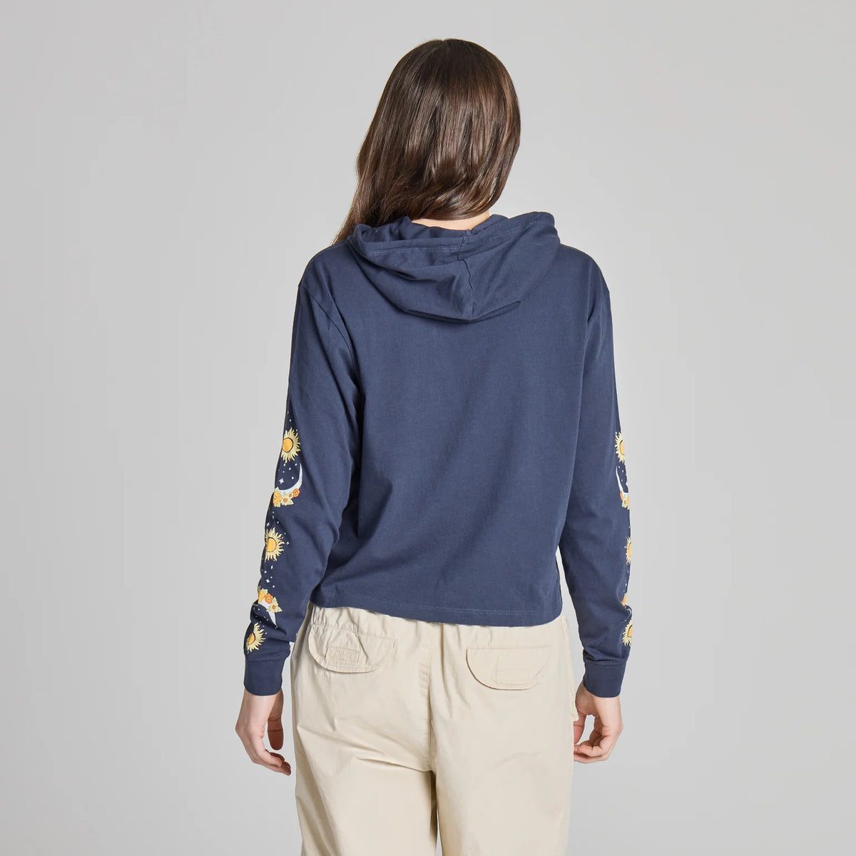 Life is Good W Crusher Boxy Hoodie Autumn Celestial Moon INKWELL BLUE