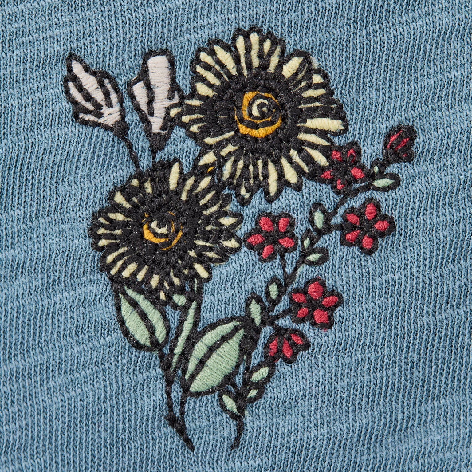 Life is Good W Textured Slub Tank Sunflower Bouquet SLATE BLUE