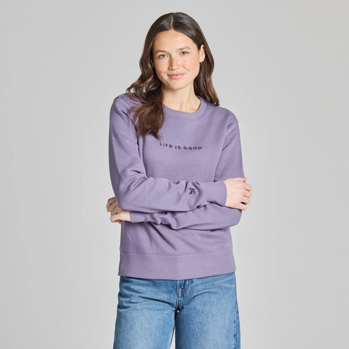 Life is Good W Good Vibes Fleece Branded LIG Good Vibes Crew DUSK PURPLE