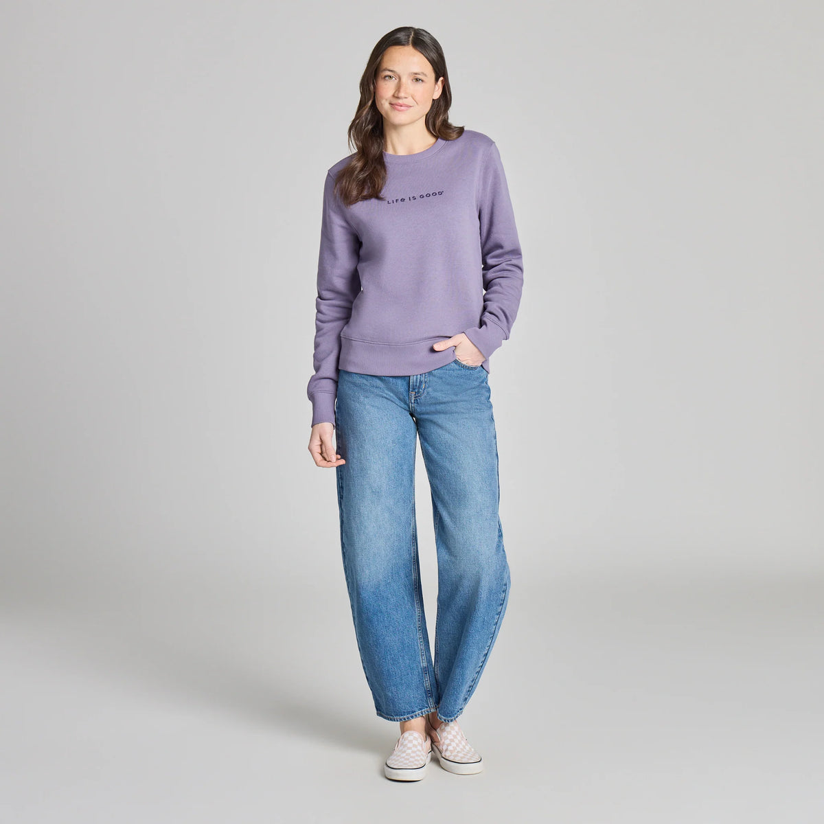 Life is Good W Good Vibes Fleece Branded LIG Good Vibes Crew DUSK PURPLE