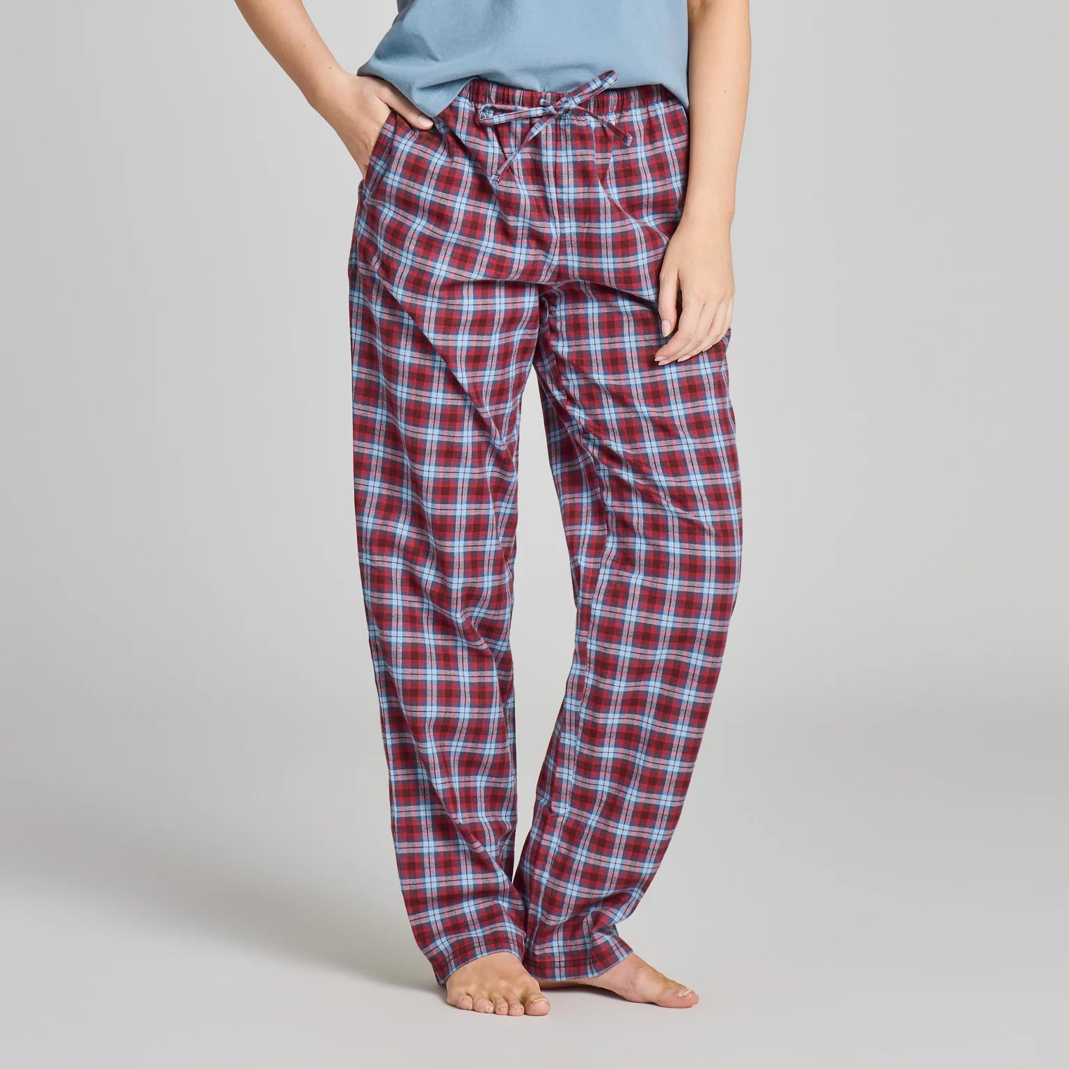 Life Is Good W Classic Sleep Pant CHECK PLAID DEEP BURGUNDY
