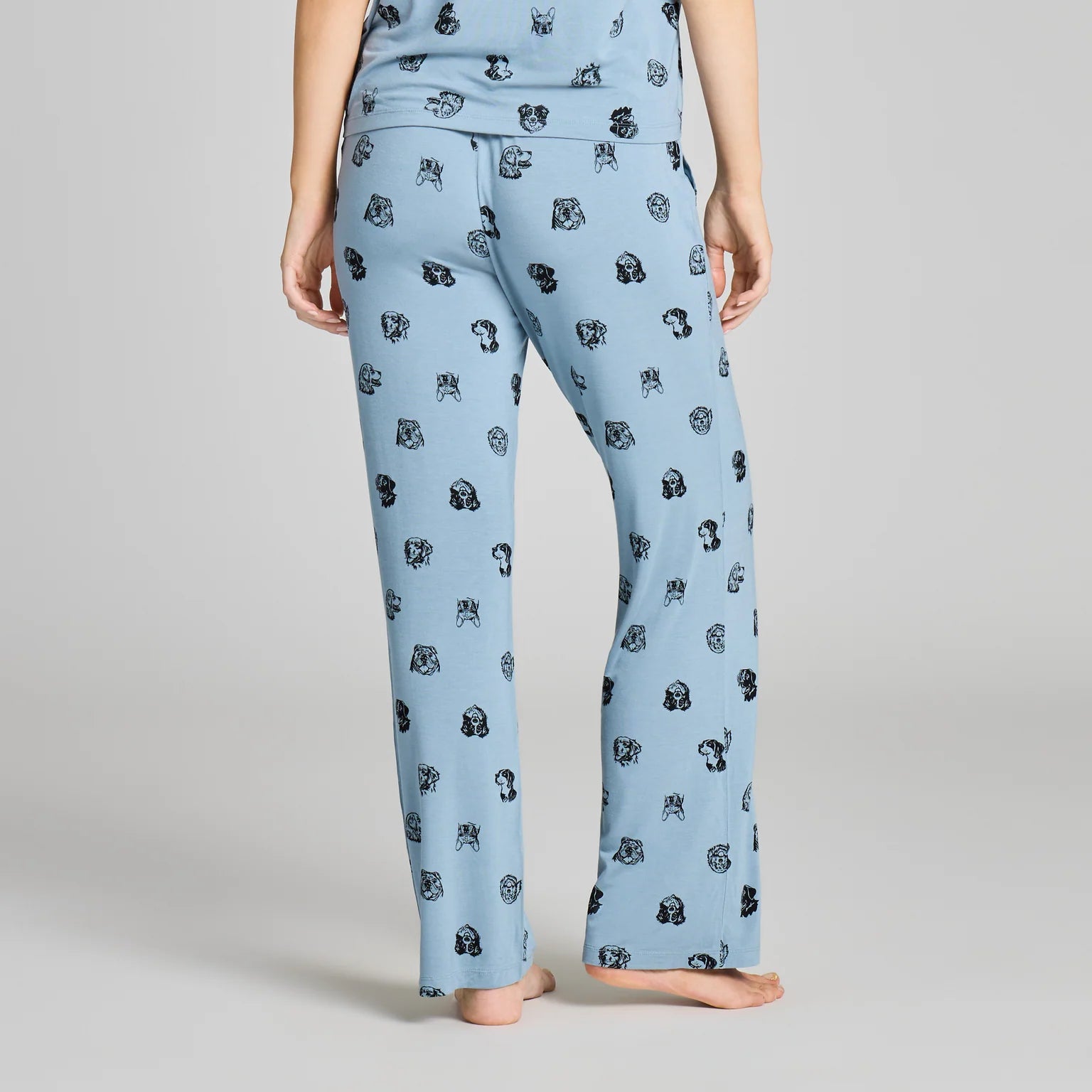Life is Good W Sleep Pant Dog Portrait Pattern SLATE BLUE