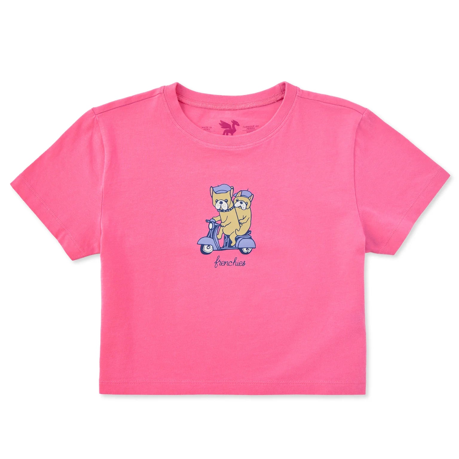 Life is Good Kids SS Crusher Frenchie Scooter Boxy Tee WATERMELON PINK