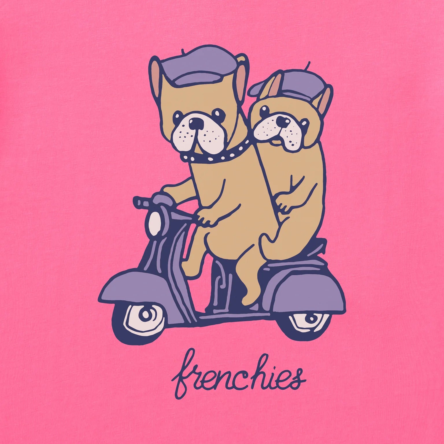 Life is Good Kids SS Crusher Frenchie Scooter Boxy Tee WATERMELON PINK