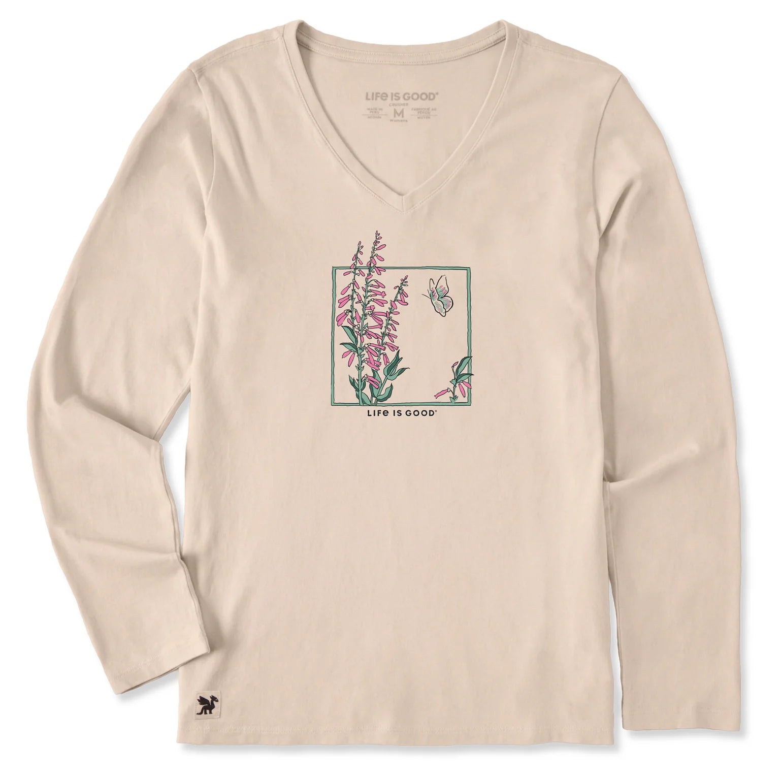 Life is Good W LS Crusher Bugler Frame Flowers Tee BIRCH WHITE