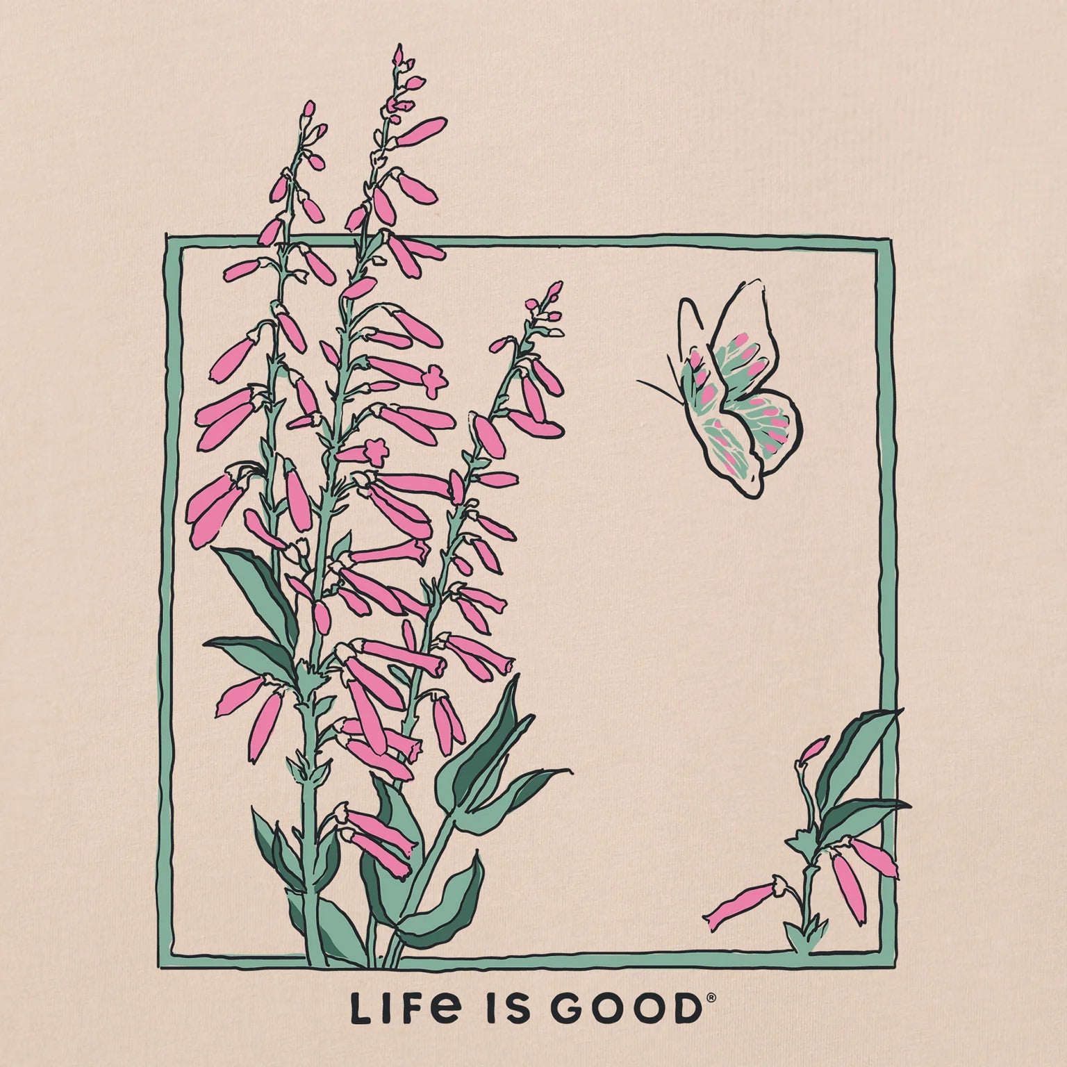 Life is Good W LS Crusher Bugler Frame Flowers Tee BIRCH WHITE