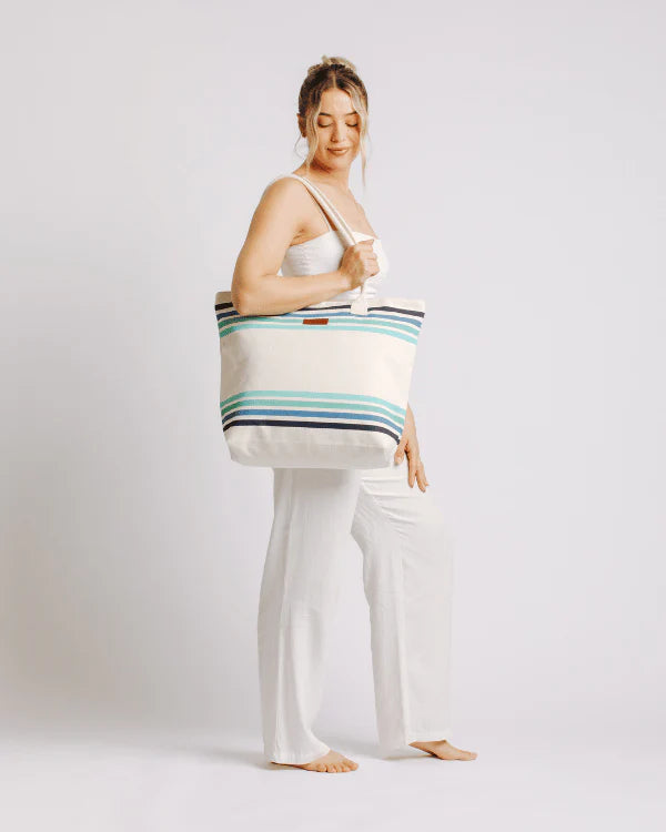 Sand Cloud Border Classic Stripe Beach Tote NATURAL