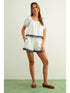 Miou Muse W Ruffled Hem Linen Shorts WHITE/BLUE