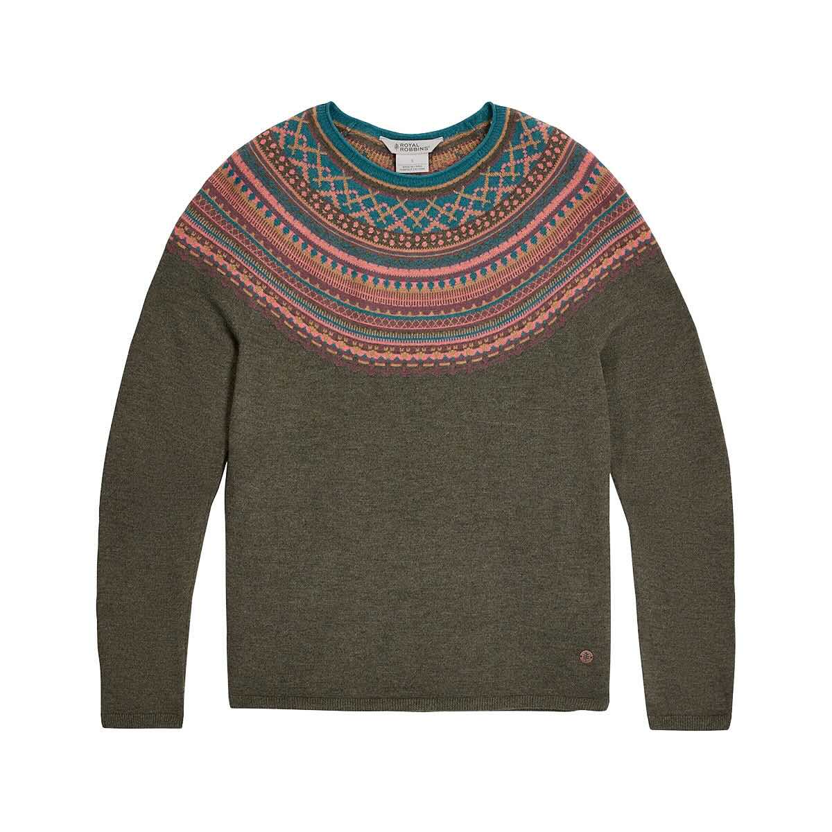 Royal Robbins W Westlands Fairisle Crew Sweater EVERGLADE
