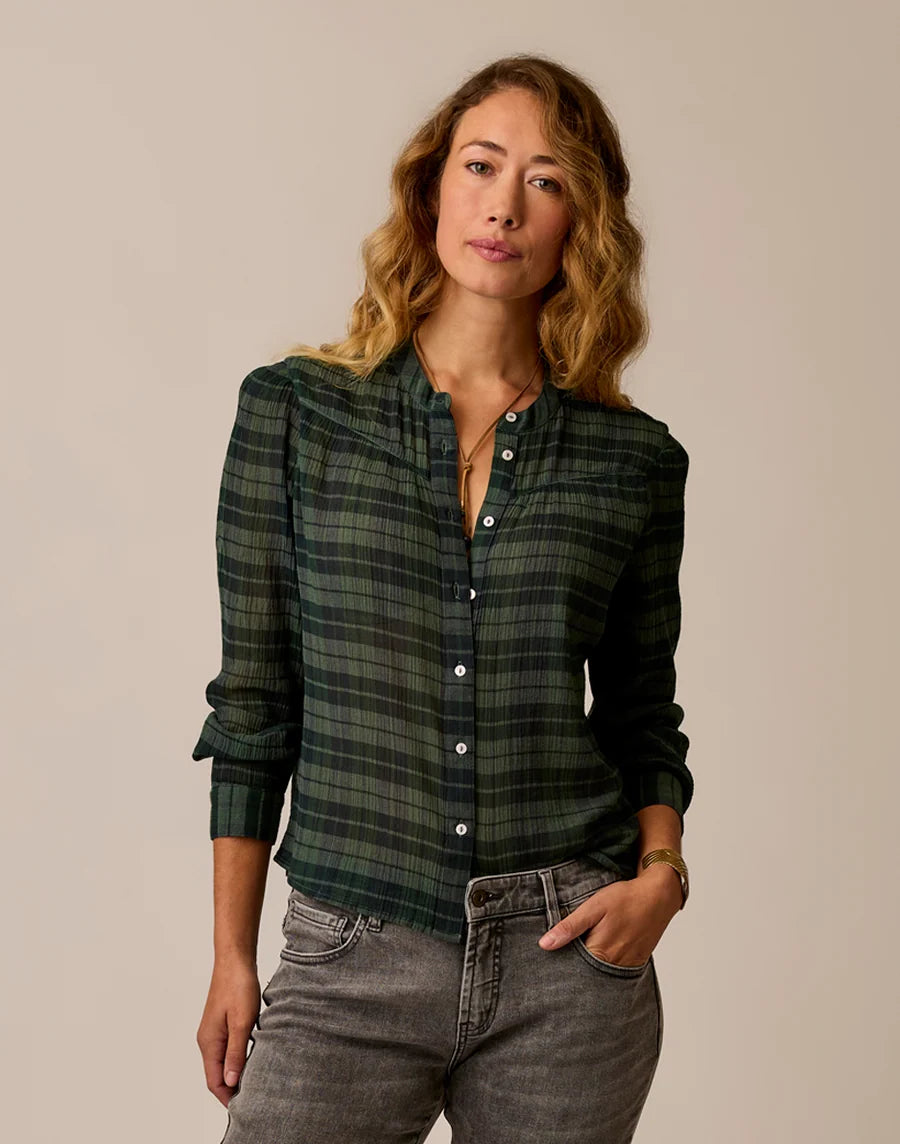 Carve Designs W Tatum Gauze Top LAUREL PLAID