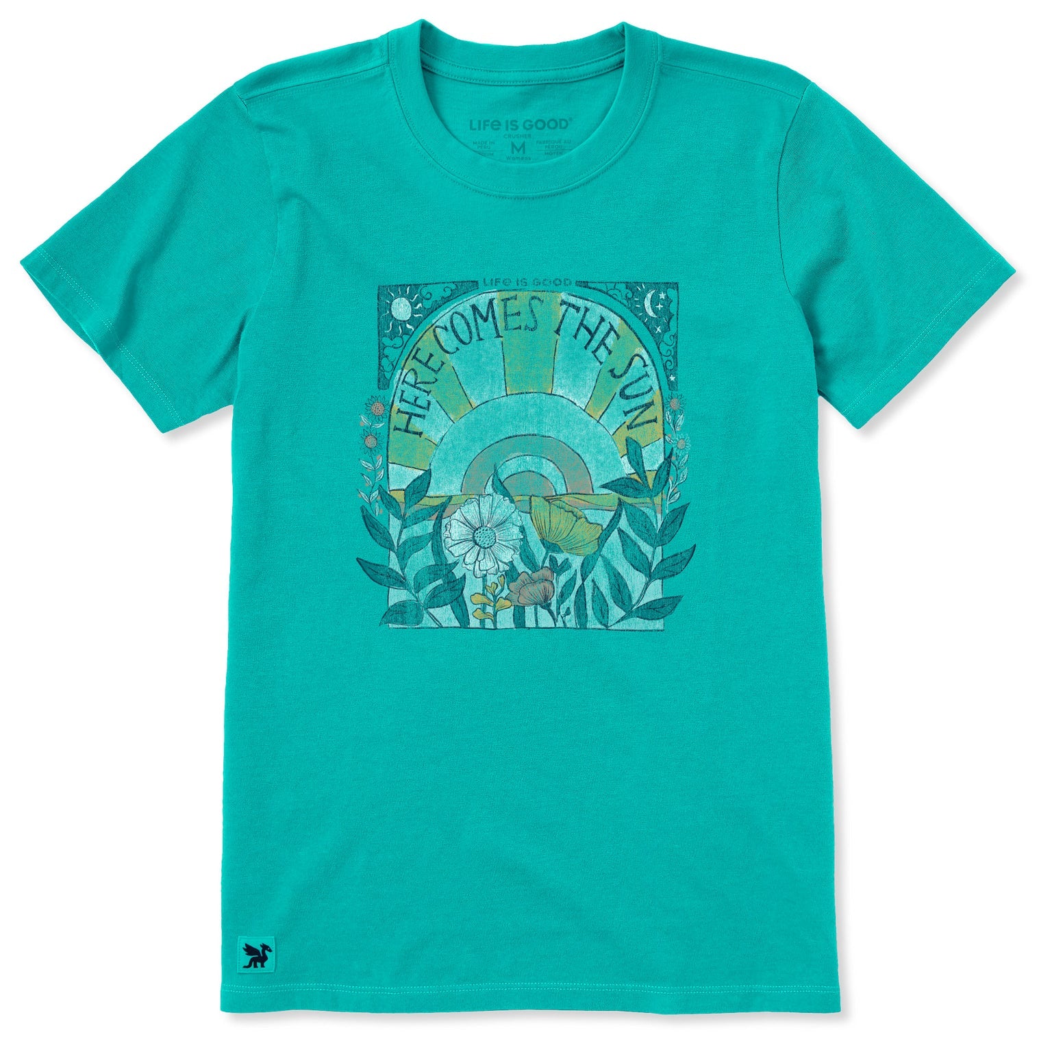 Life is Good W SS Crusher Here Comes The Sun Tee TURQUOISE GREEN