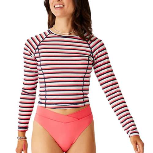 Carve Designs W LS Charlie Swim Sunshirt ZINNIA STRIPE