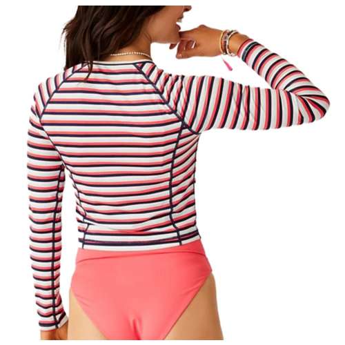 Carve Designs W LS Charlie Swim Sunshirt ZINNIA STRIPE