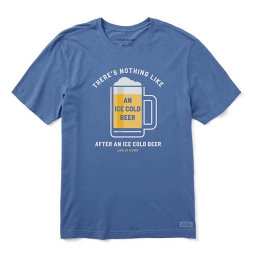 Life is Good M SS Crusher Ice Cold Beer VINTAGE BLUE