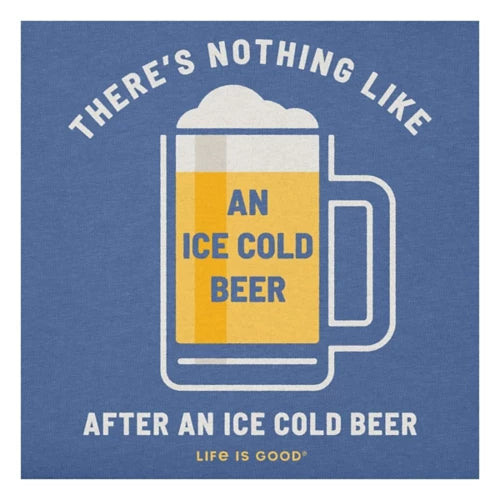 Life is Good M SS Crusher Ice Cold Beer VINTAGE BLUE