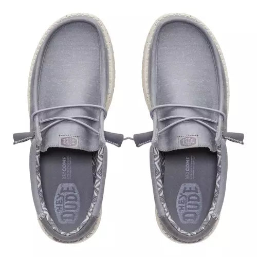 Hey Dude Wally Stretch Canvas FLANNEL GREY / BONE WHITE