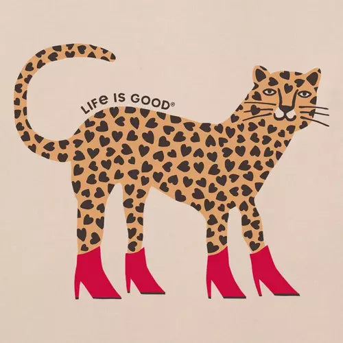 Life is Good W SS Crusher Boxy Love Leopard Tee BIRCH WHITE