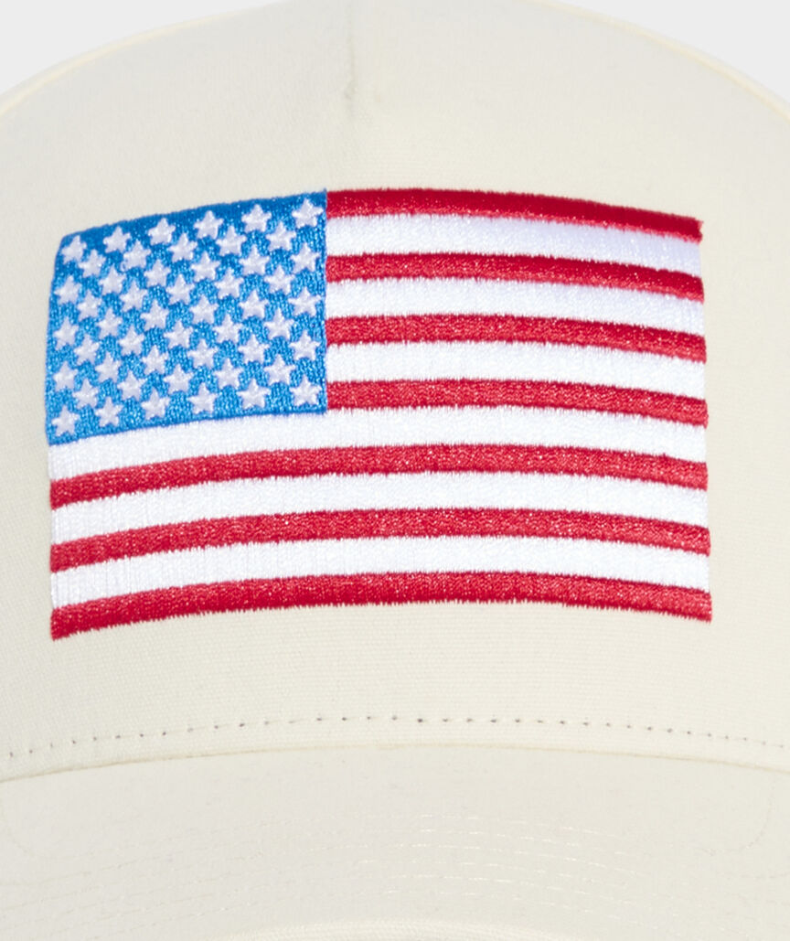 Vineyard Vines Hi Profile American Flag Trucker MARSHMALLOW