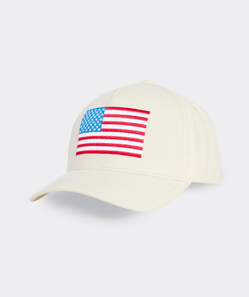Vineyard Vines Hi Profile American Flag Trucker MARSHMALLOW