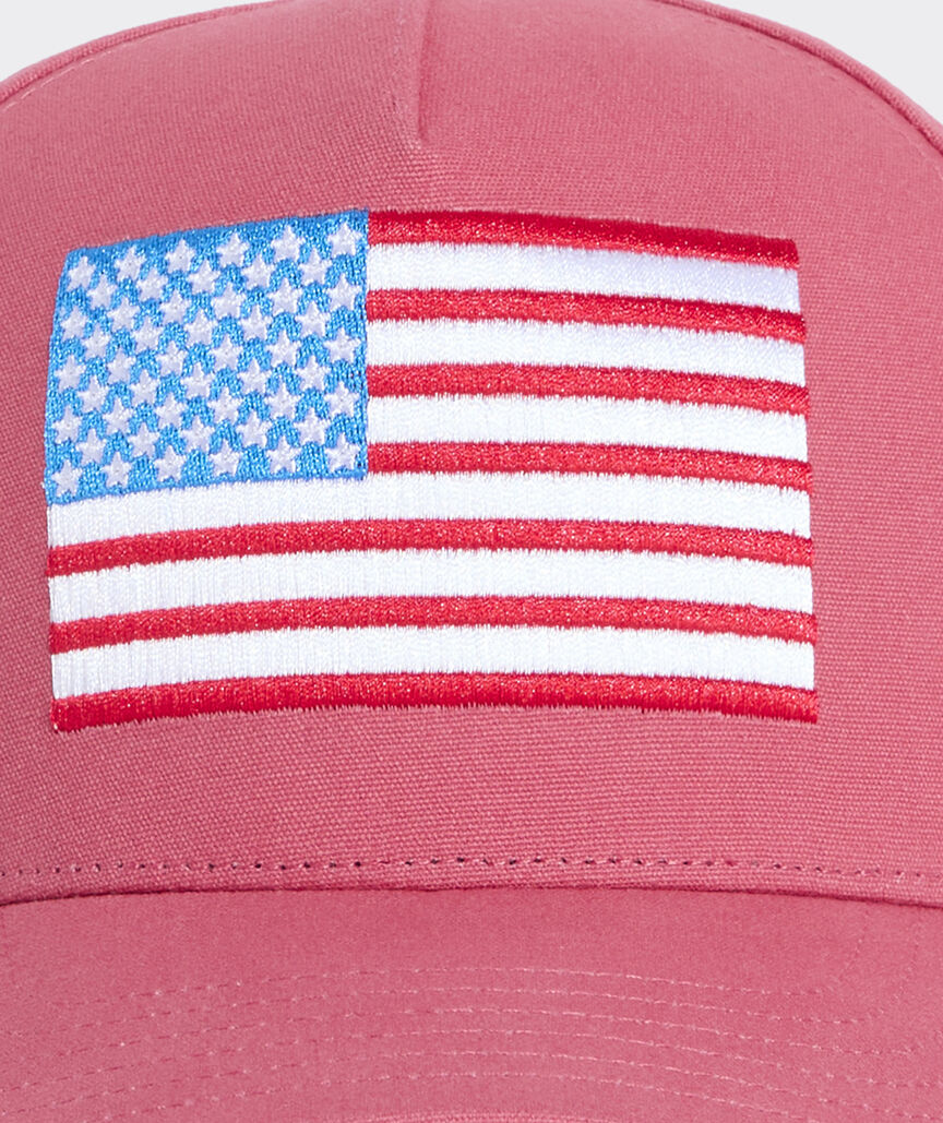 Vineyard Vines Hi Profile American Flag Trucker VINEYARD RED