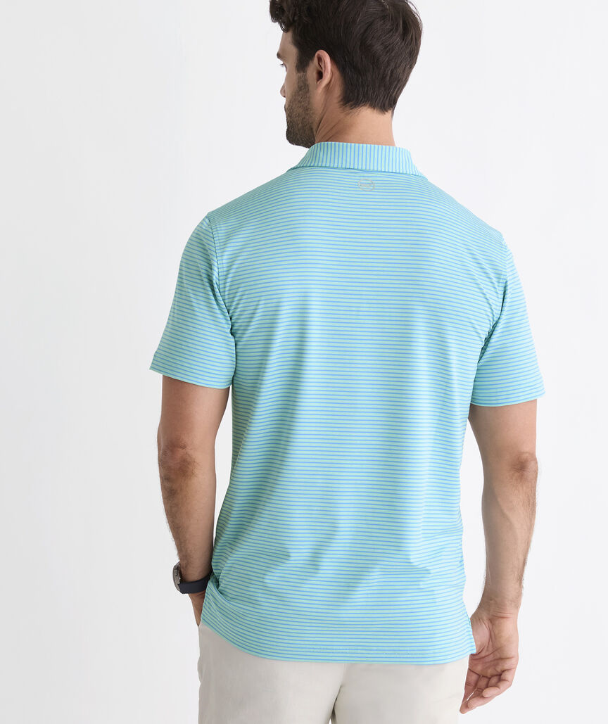 Vineyard Vines M Bradley Stripe Polo MINT / OCEAN BREEZE