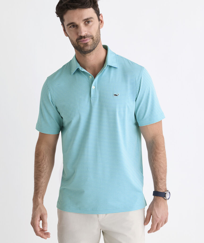 Vineyard Vines M Bradley Stripe Polo MINT / OCEAN BREEZE