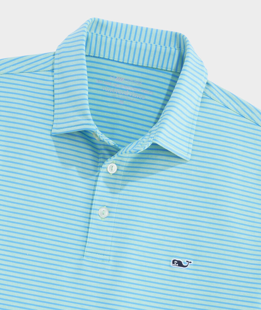 Vineyard Vines M Bradley Stripe Polo MINT / OCEAN BREEZE