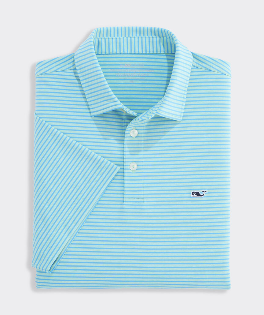 Vineyard Vines M Bradley Stripe Polo MINT / OCEAN BREEZE