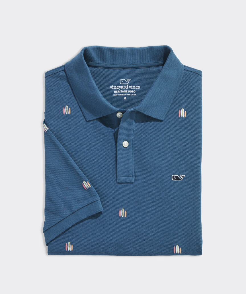 Vineyard Vines M Novelty Heritage Pique Polo Surf Board MALLARD