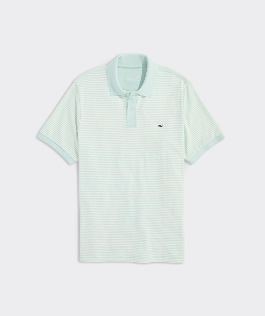 Vineyard Vines M SS Stripe Edgartown Pique Polo AQUA HAZE