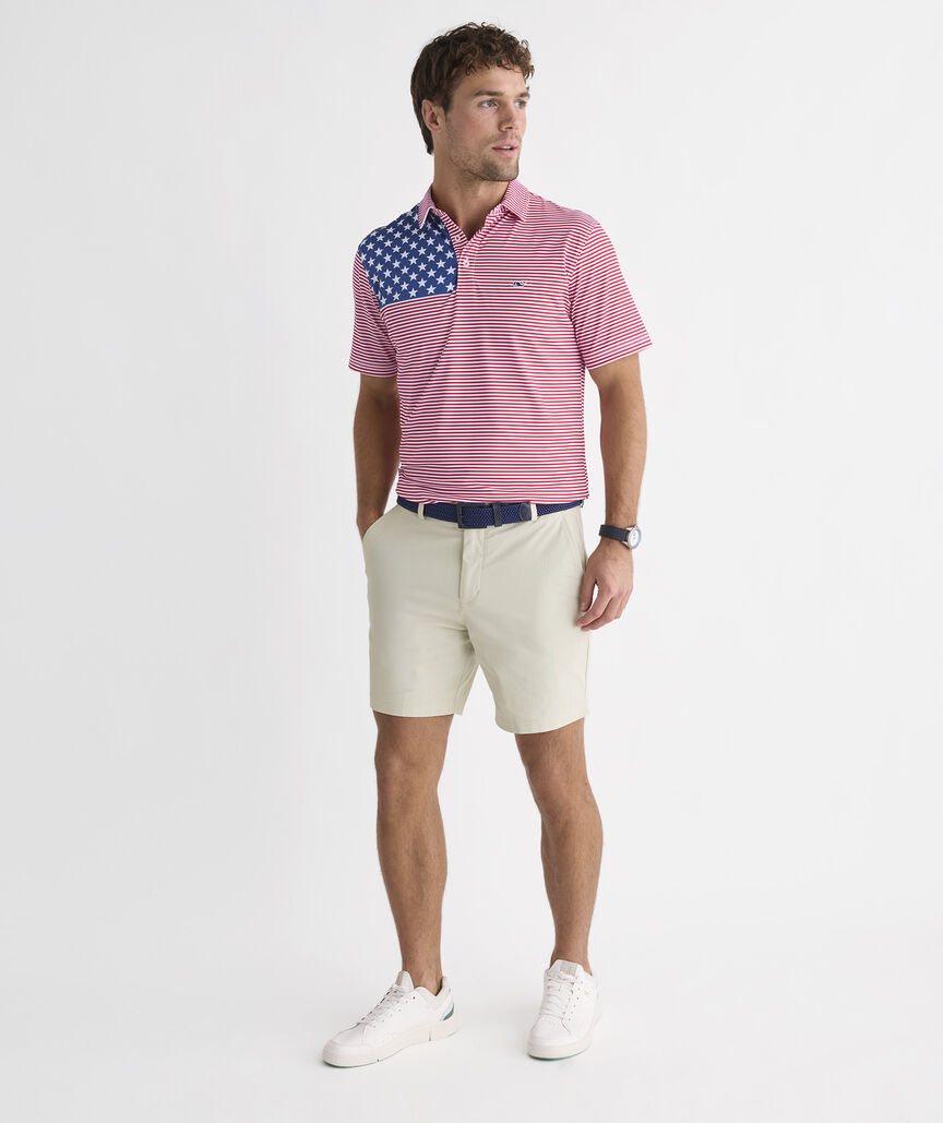 Vineyard Vines M American Flag Sankaty Polo RED