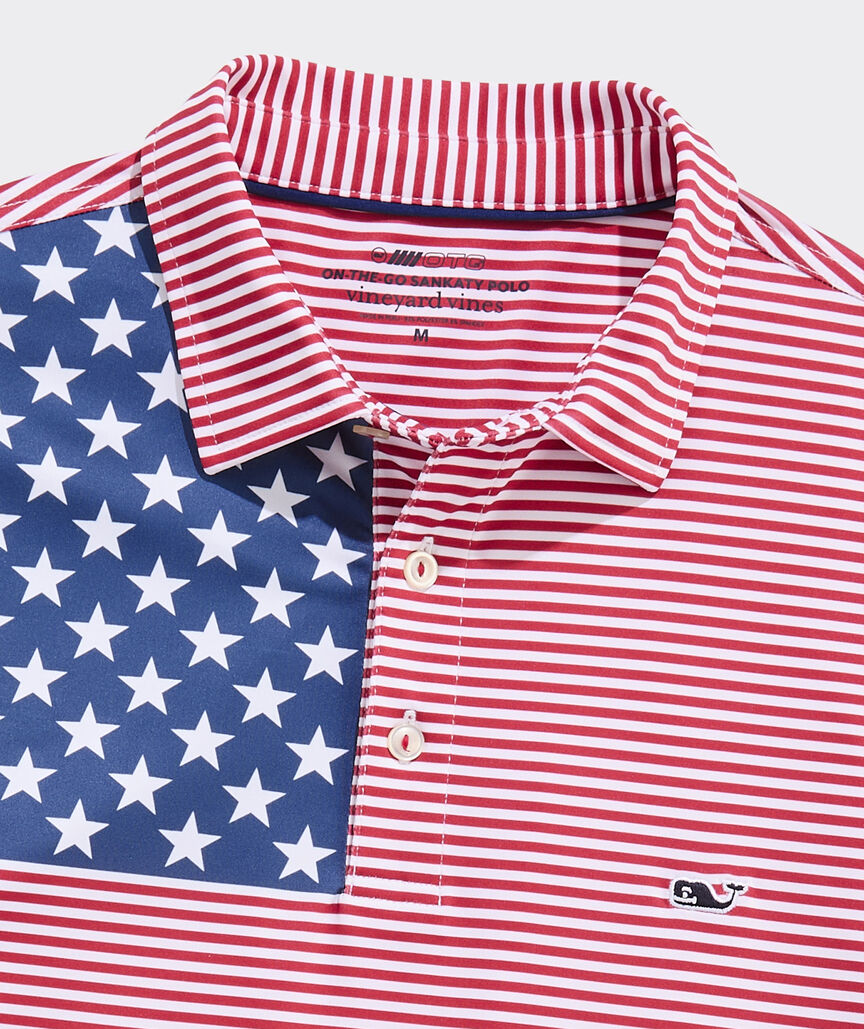 Vineyard Vines M American Flag Sankaty Polo RED