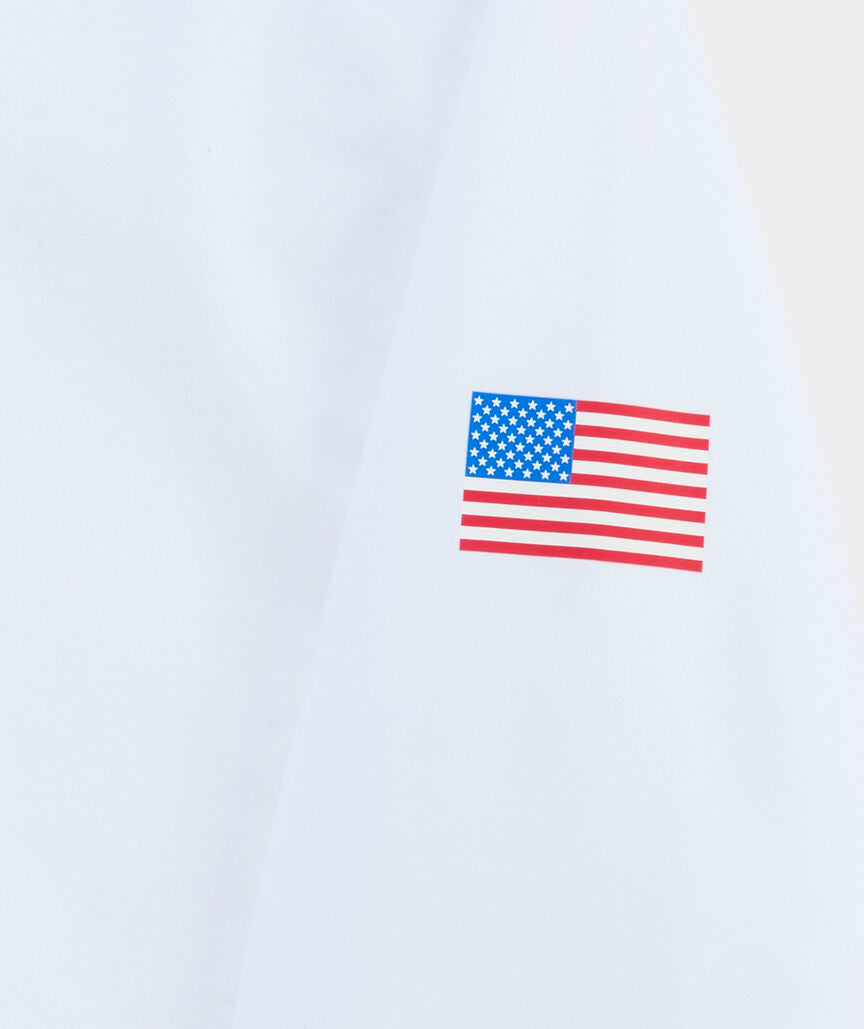 Vineyard Vines M Performance Clubhouse 1/4 Zip AMERICANA WHITE