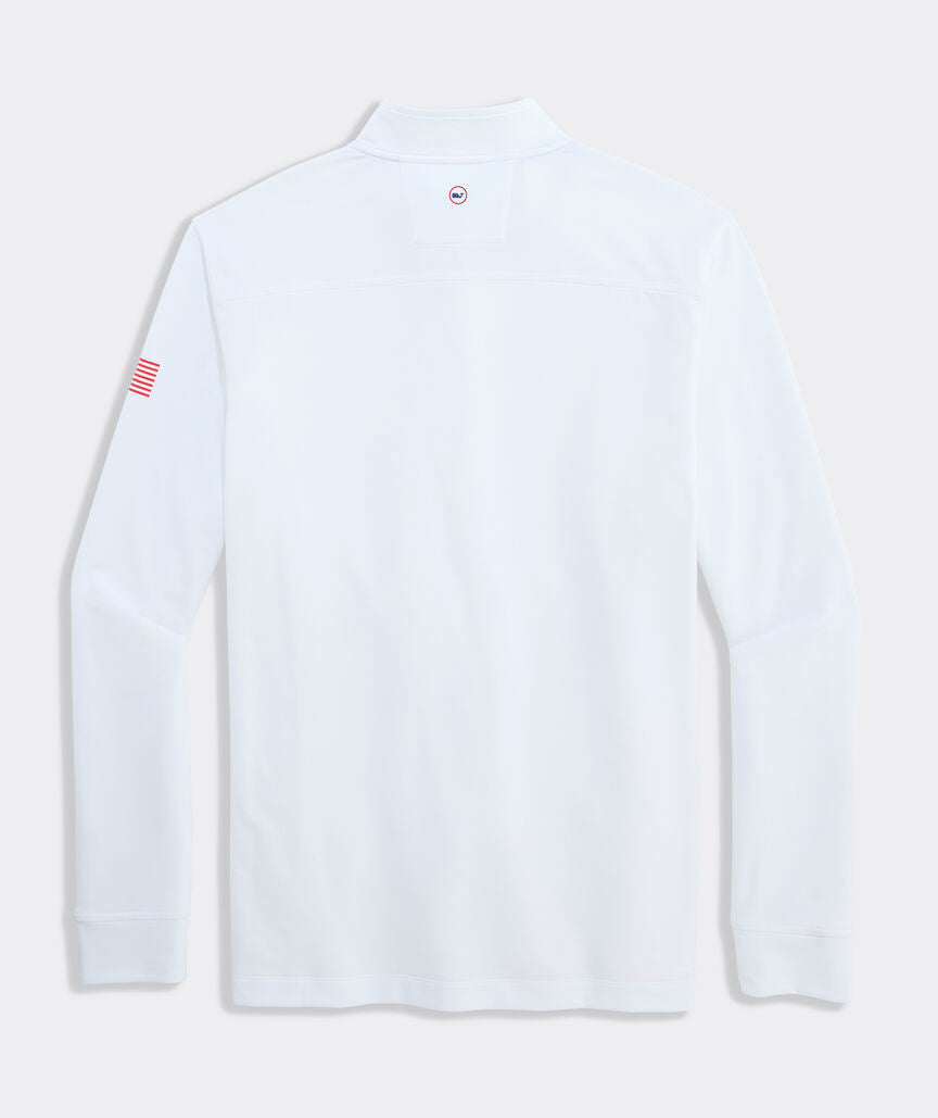 Vineyard Vines M Performance Clubhouse 1/4 Zip AMERICANA WHITE