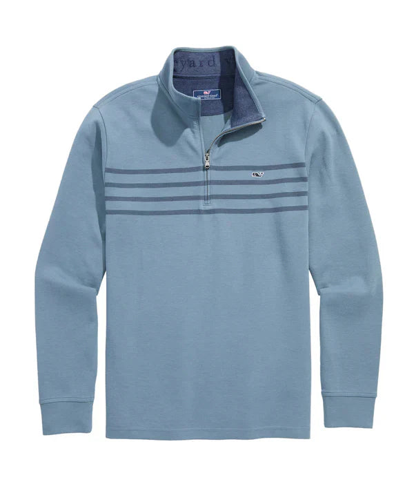 Vineyard Vines M Breton Stripe Saltwater 1/4 Zip BLUE MIRAGE