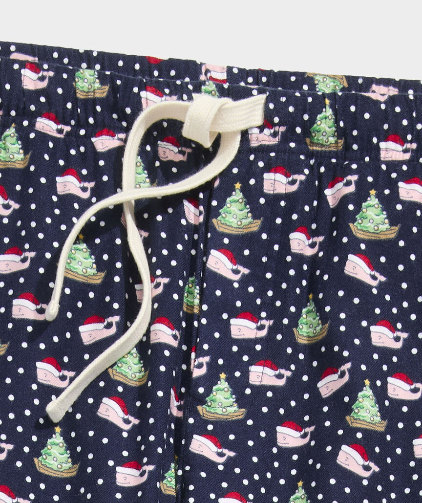 Vineyard Vines M Flannel Lounge Pant SANTA WHALE NAVY