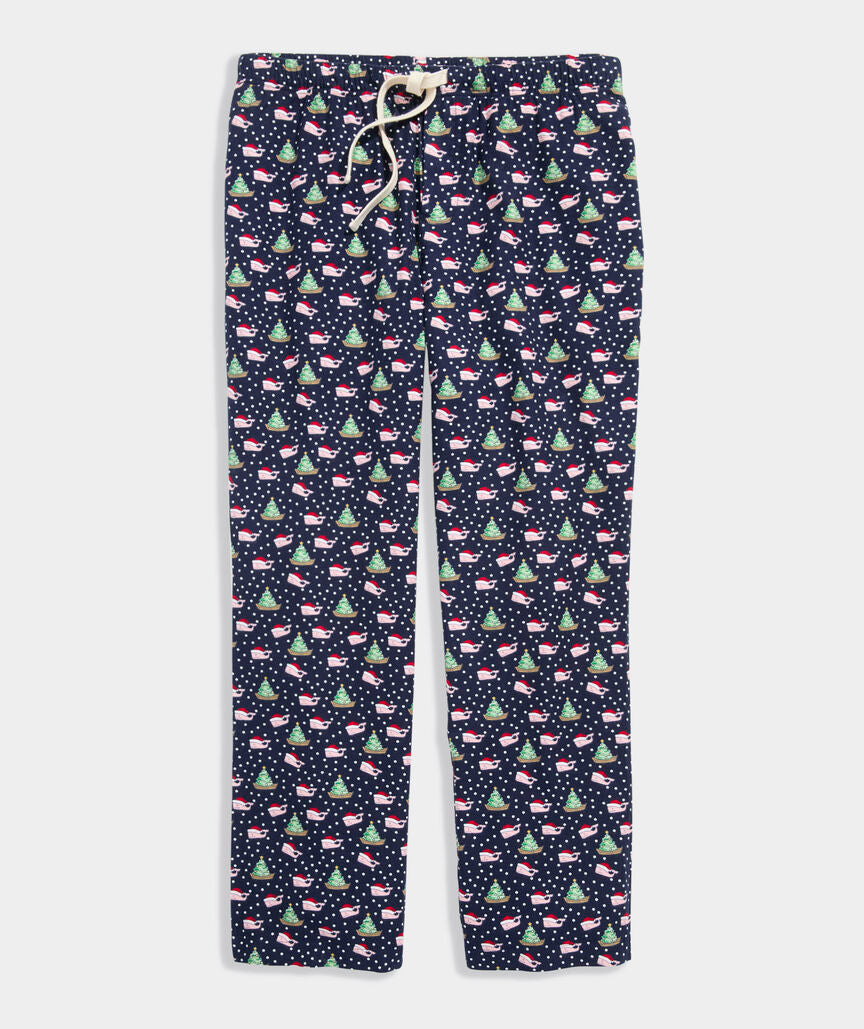 Vineyard Vines M Flannel Lounge Pant SANTA WHALE NAVY