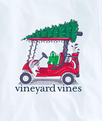 Vineyard Vines M LS Xmas Golf Cart Tee WHITE CAP