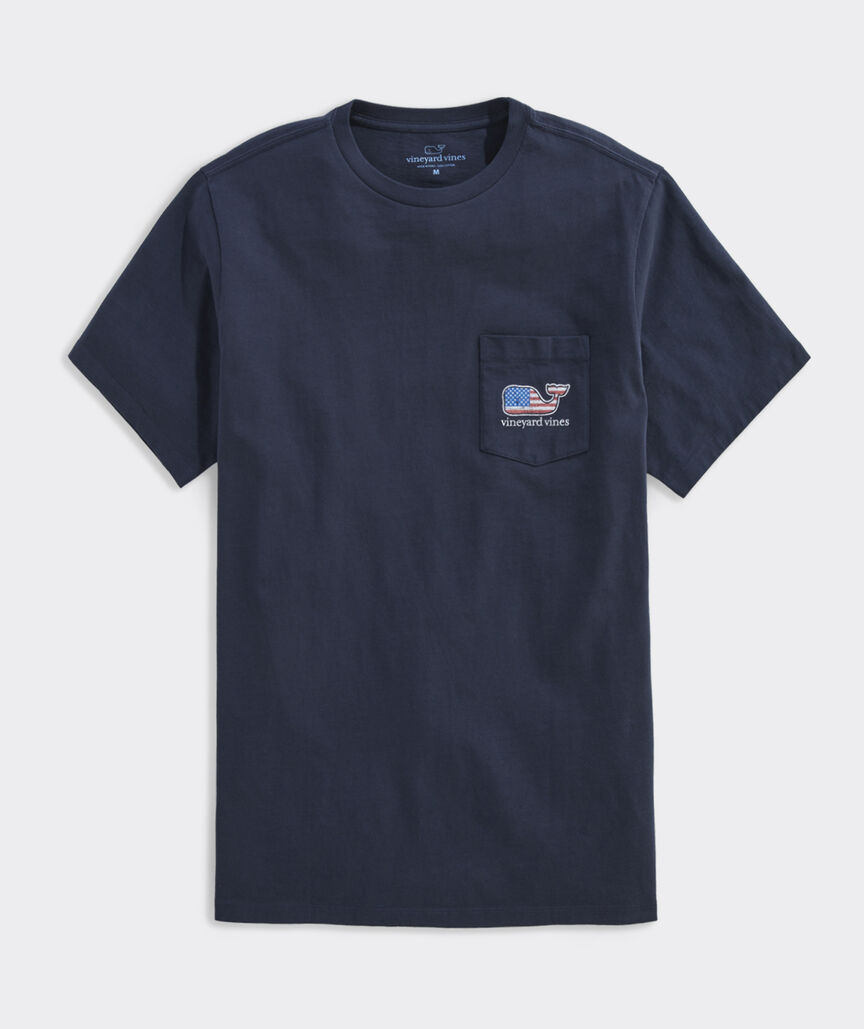 Vineyard Vines M SS Flag Whale Pocket Tee VINEYARD NAVY