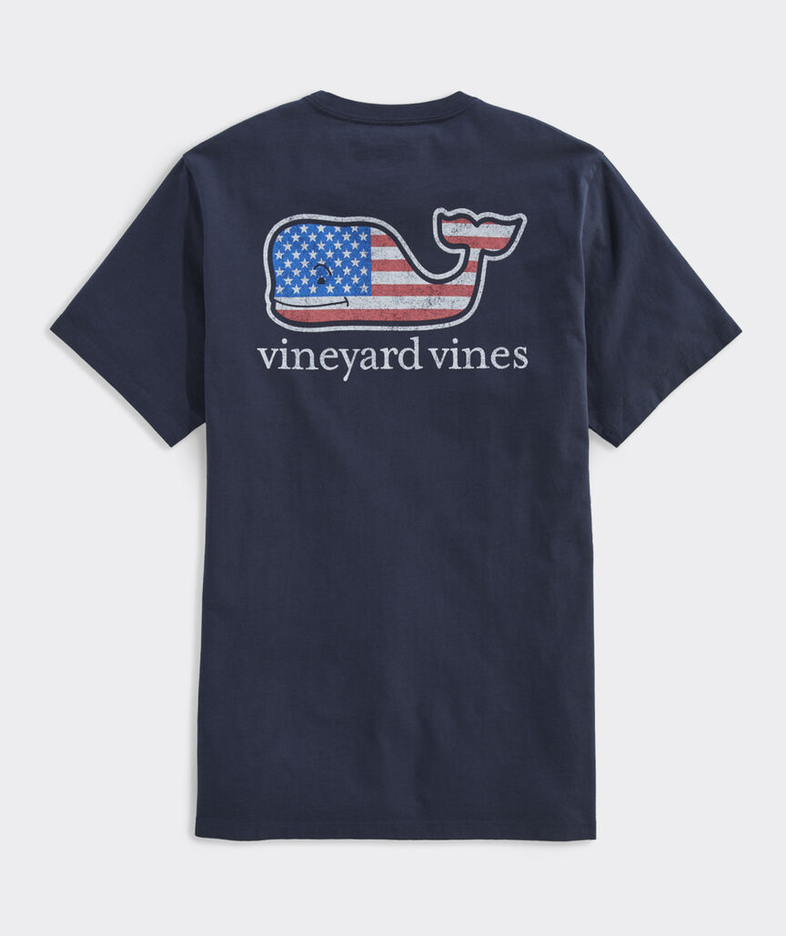 Vineyard Vines M SS Flag Whale Pocket Tee VINEYARD NAVY