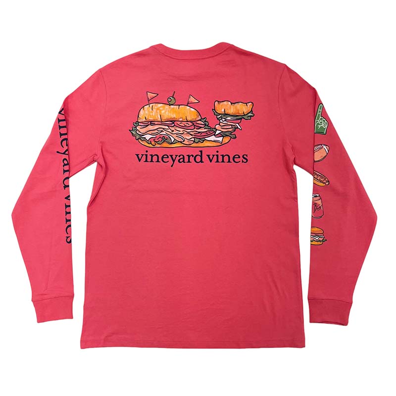 Vineyard Vines M LS Tailgate Platter Pocket Tee JETTY RED