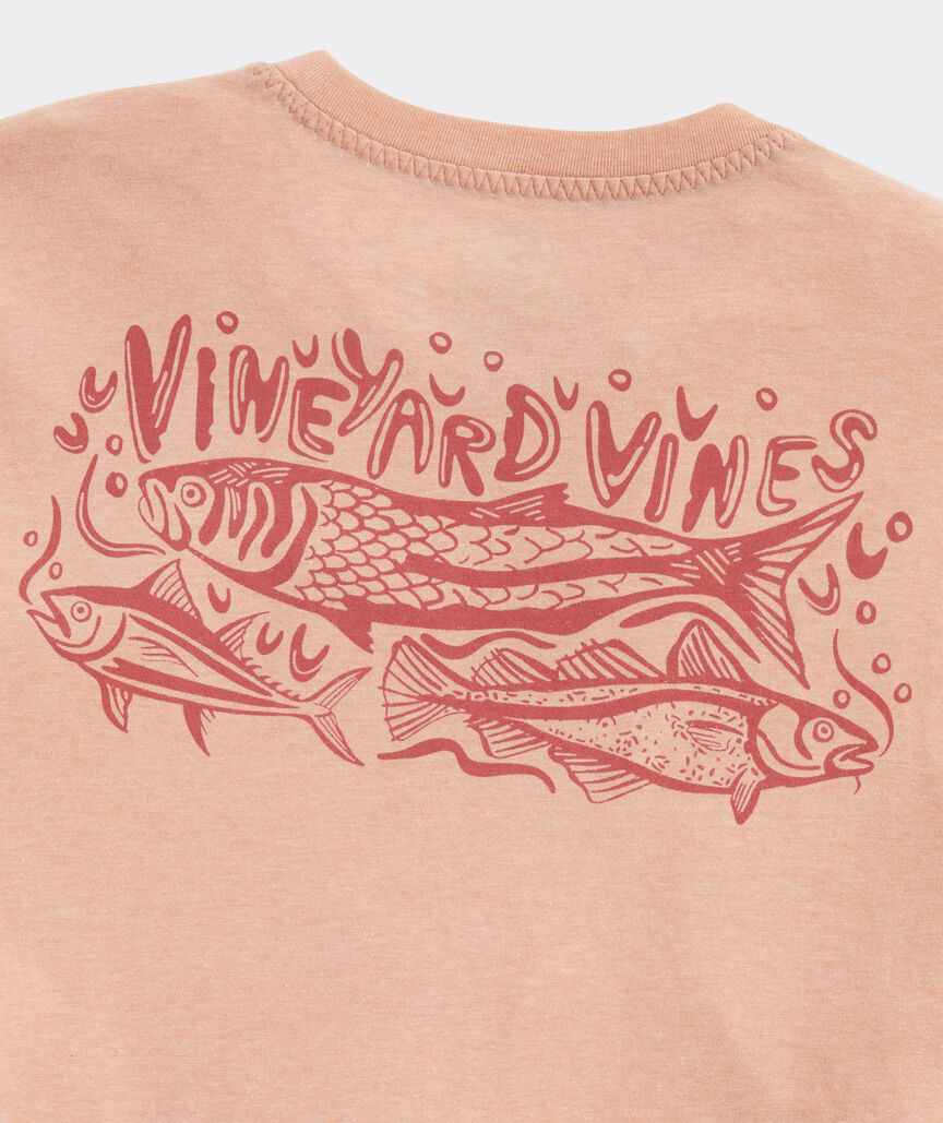 Vineyard Vines M SS Fish Stamp Dunes Tee TEQUILA SUNRISE HEATHER