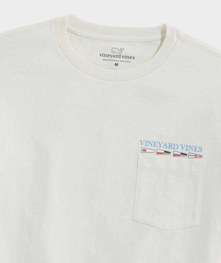 Vineyard Vines M LS Edgar Lighthouse Pocket Tee MARSHMALLOW