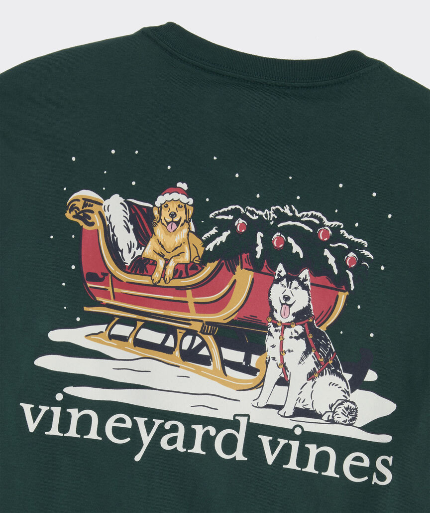 Vineyard Vines M LS Sleigh Dogs Tee CHARLESTON GREEN